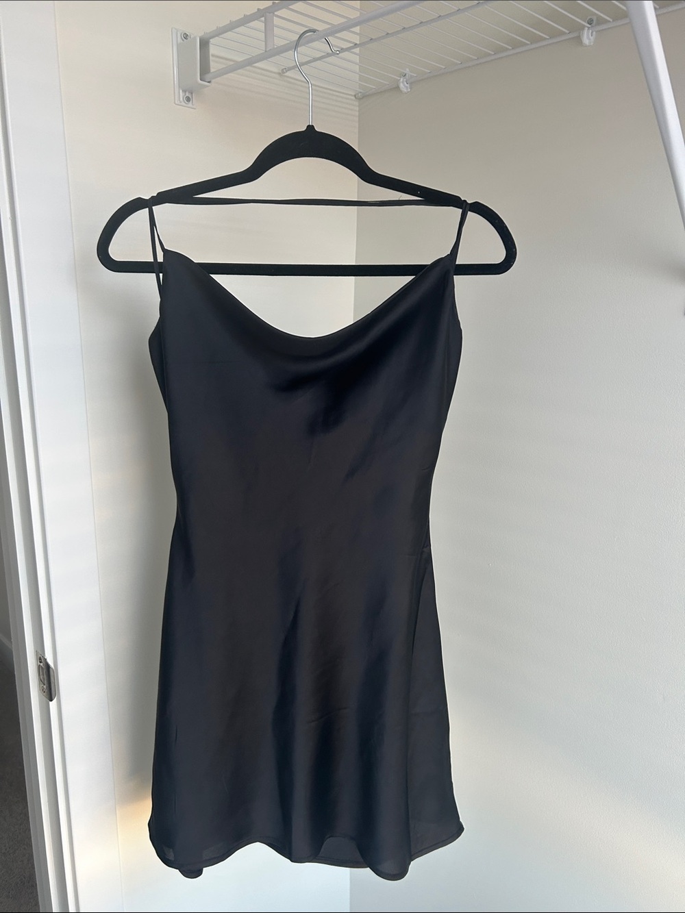 Hollister Black Satin Cowl Neck Mini Dress